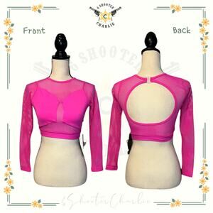 NWT Dunas Women's Body Power Cycling Mesh Cropped Spot Pink Top Size Medium